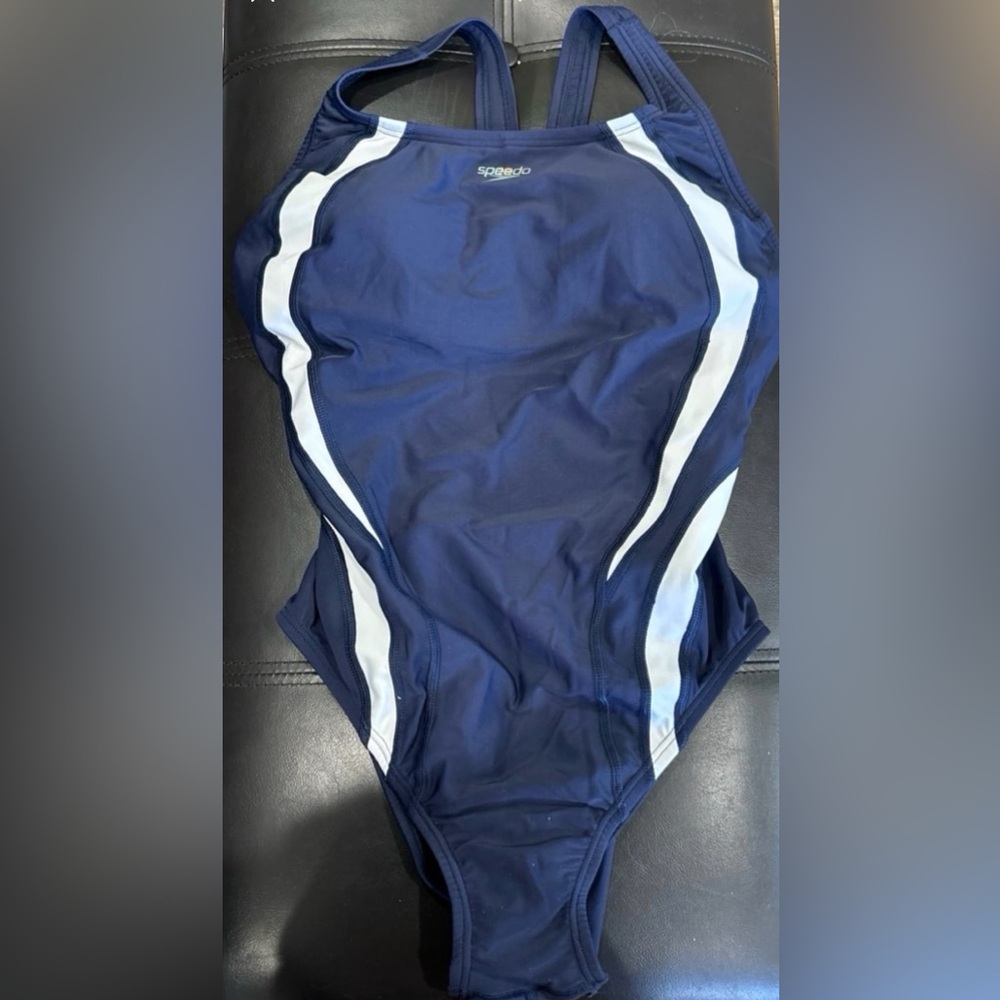 Speedo Navy and White One-Piece Swimsuit